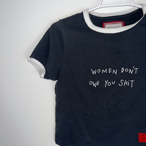 SOLD. CHNGE feminism Black Graphic Tee with White Trim - Picture 4 of 13